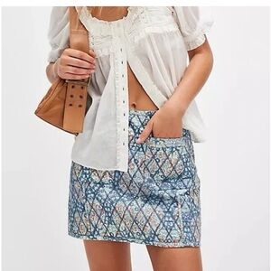 Free People Darla Quilted Paisley Tapestry Cotton Miniskirt- NWT Size 10